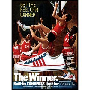 1975 Converse Winners Sneakers for Sears Vintage Print Ad Basketball Wall Art